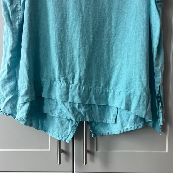 Flax Tiffany Blue Linen Asymetrical Contemporary Minimalist Tank Top Medium - Picture 4 of 9
